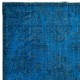Turkish Area Rug in Blue for Dining Room, Handmade Carpet with Garden Design, Living Room Floor Covering