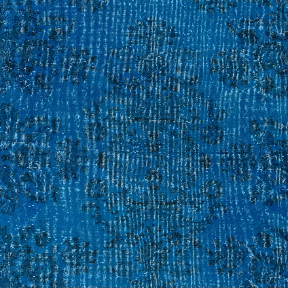 Turkish Area Rug in Blue for Dining Room, Handmade Carpet with Garden Design, Living Room Floor Covering