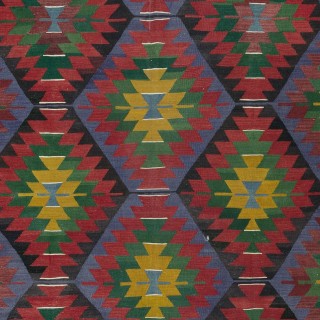 Vintage Handwoven Turkish Wool Kilim 'Flat Weave' with Geometric Patterns