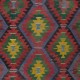 Vintage Handwoven Turkish Wool Kilim 'Flat Weave' with Geometric Patterns