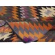 Hand-Woven Anatolian Kilim, All Wool, Vintage Multicolor Rug with Diamond Design