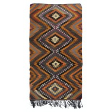Hand-Woven Anatolian Kilim, All Wool, Vintage Multicolor Rug with Diamond Design