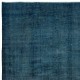 Contemporary Hand Knotted Wool Navy Blue Area Rug, Turkish Upcycled Carpet in Royal Blue