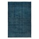 Contemporary Hand Knotted Wool Navy Blue Area Rug, Turkish Upcycled Carpet in Royal Blue