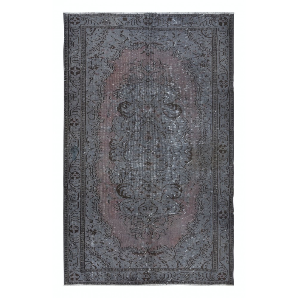 Modern Area Rug, Gray & Soft Red Carpet, Handmade Living Room Carpet in Sapphire Gray