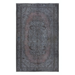 Modern Area Rug, Gray & Soft Red Carpet, Handmade Living Room Carpet in Sapphire Gray