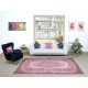 Rose Pink Handmade Wool Area Rug, Modern Turkish Carpet