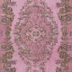 Rose Pink Handmade Wool Area Rug, Modern Turkish Carpet