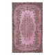 Rose Pink Handmade Wool Area Rug, Modern Turkish Carpet