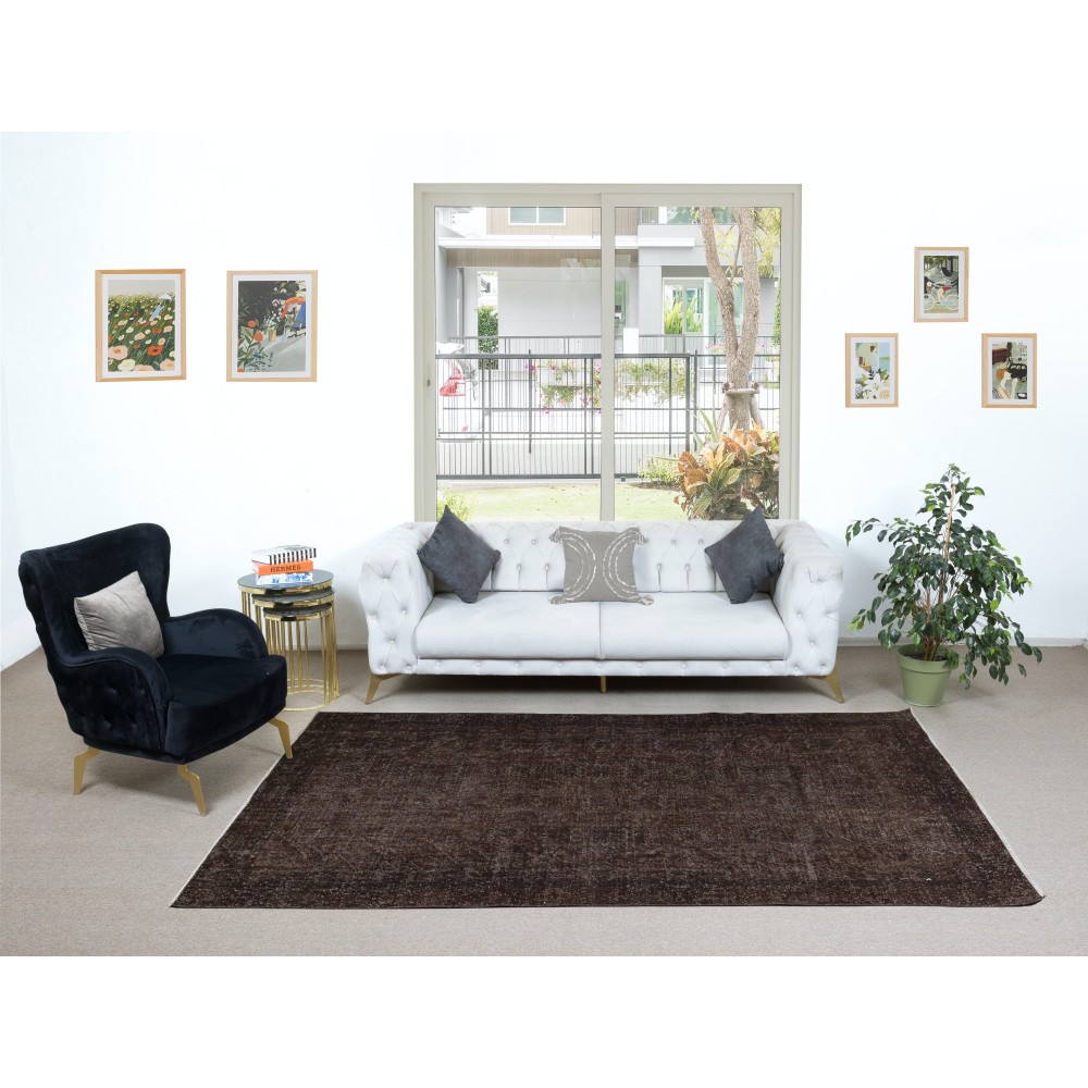 Brown Rug for Modern Interiors, Hand Knotted in Central Anatolia