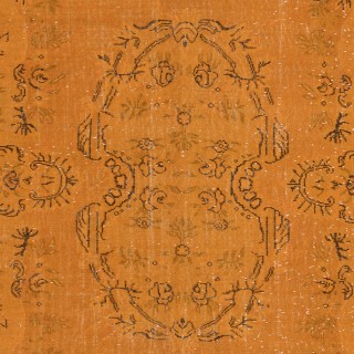 Aubusson Inspired Royal Orange Area Rug for Modern Interiors, Handmade in Turkey