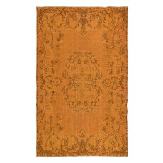 Aubusson Inspired Royal Orange Area Rug for Modern Interiors, Handmade in Turkey