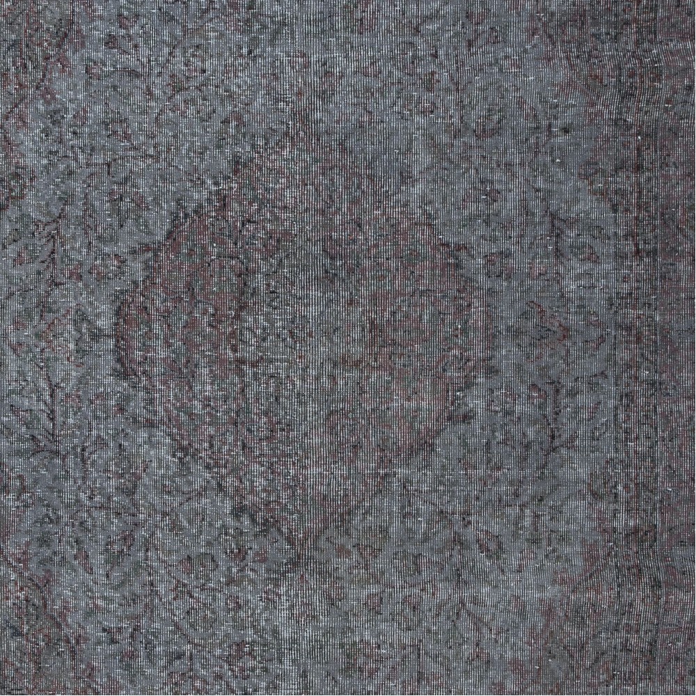 Modern Handmade Wool Area Rug in Gray & Soft Red, Turkish Low Pile Carpet for Home & Office