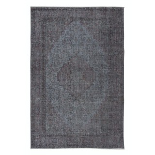 Modern Handmade Wool Area Rug in Gray & Soft Red, Turkish Low Pile Carpet for Home & Office