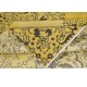 Yellow Handmade Area Rug for Modern Interiors, Vintage Turkish Medallion Design Carpet