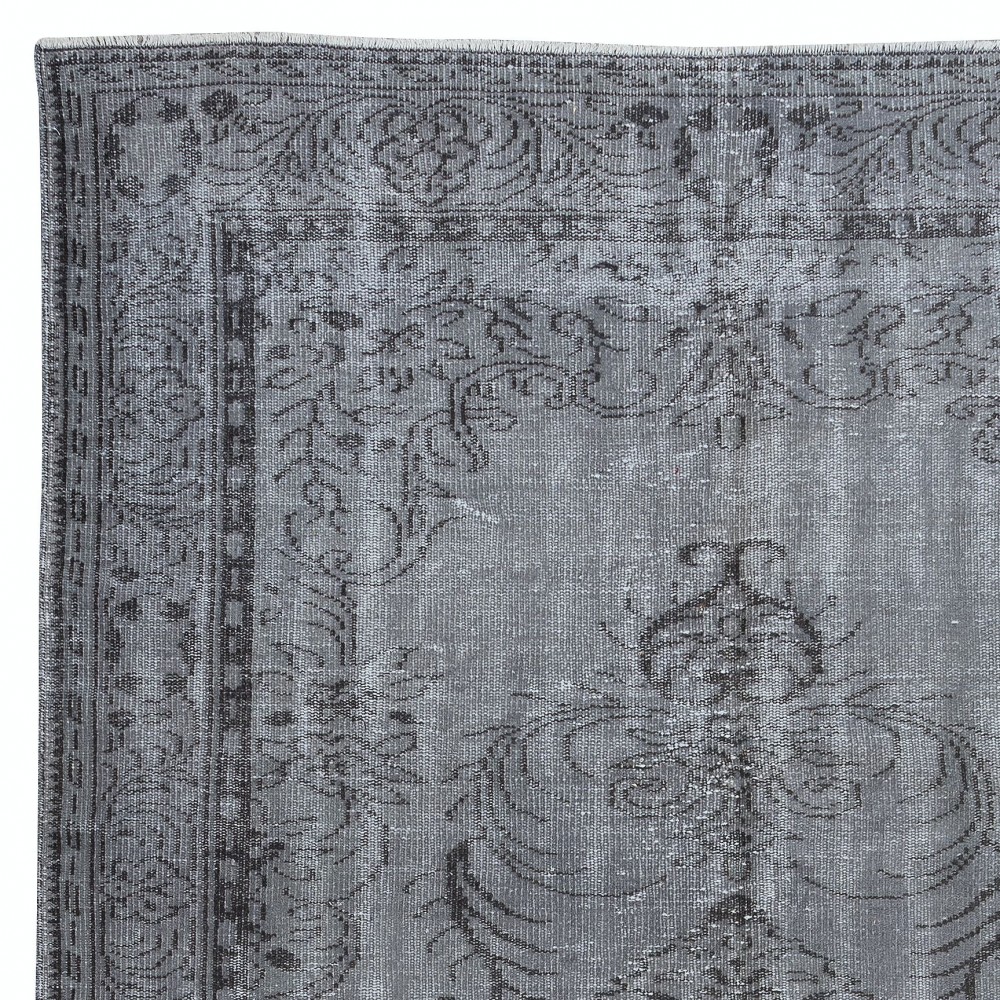 Hand Knotted Turkish Area Rug for Living Room Decor, Gray Handmade Kitchen Carpet for Kid's Room