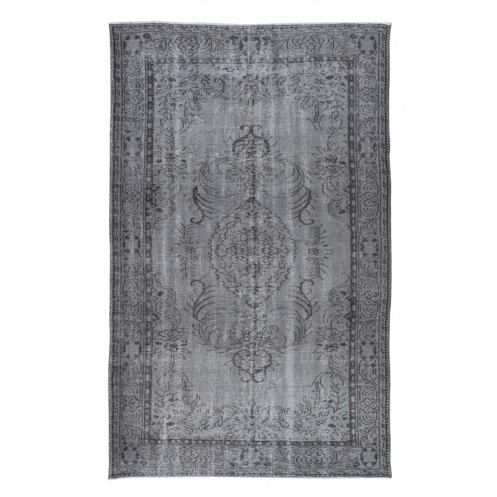 Hand Knotted Turkish Area Rug for Living Room Decor, Gray Handmade Kitchen Carpet for Kid's Room