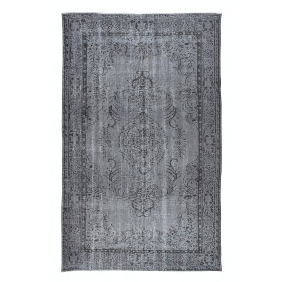 Hand Knotted Turkish Area Rug for Living Room Decor, Gray Handmade Kitchen Carpet for Kid's Room