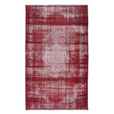 Shabby Chic Style Turkish Red Area Rug, Handmade Carpet, Woolen Floor Covering