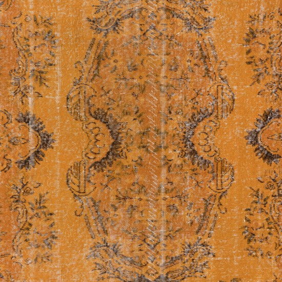 French Aubusson Inspired Modern Royal Orange Area Rug, Handknotted and Handwoven in Turkey