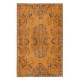 French Aubusson Inspired Modern Royal Orange Area Rug, Handknotted and Handwoven in Turkey