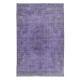Royal Purple Turkish Floor Rug, Handmade Overdyed Living Room Carpet,
