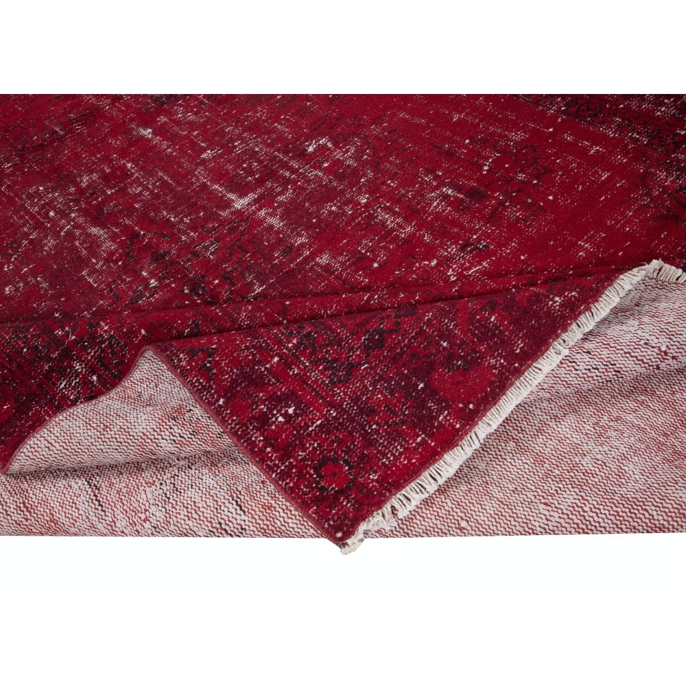 Handmade Turkish Dark Red Area Rug for Living Room, Modern Style Carpet for Dining Room