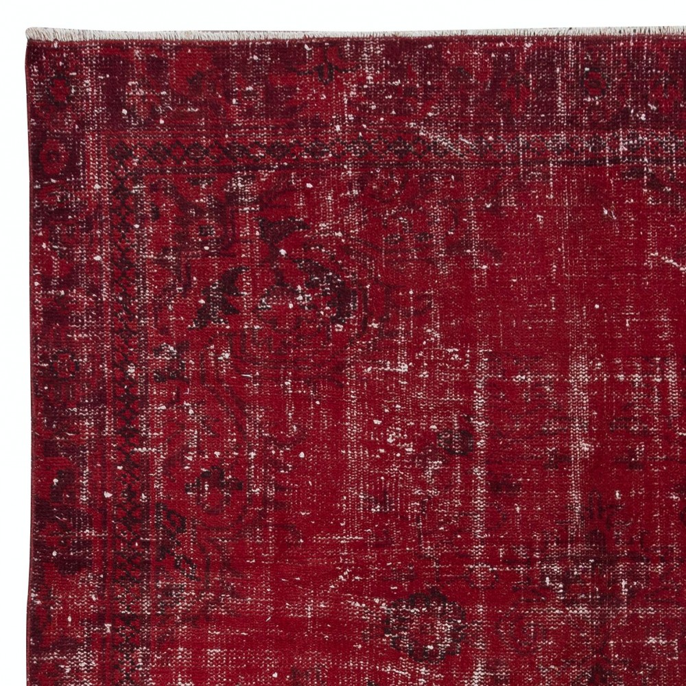 Handmade Turkish Dark Red Area Rug for Living Room, Modern Style Carpet for Dining Room