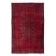 Handmade Turkish Dark Red Area Rug for Living Room, Modern Style Carpet for Dining Room