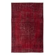 Ethnic Turkish Dark Red Area Rug for Living Room, Modern Handmade Carpet for Dining Room