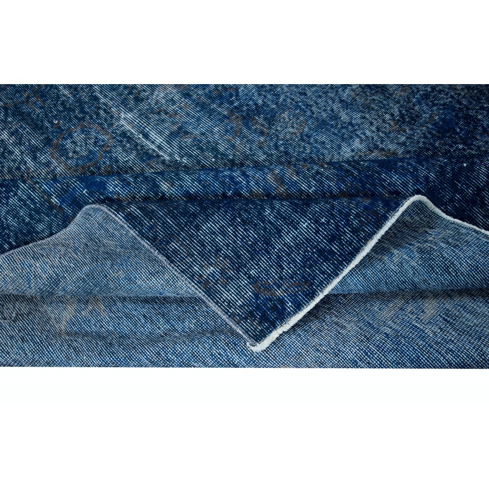 Blue Handmade Room Size Rug, Upcycled Turkish Carpet, Floor Covering