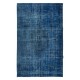 Blue Handmade Room Size Rug, Upcycled Turkish Carpet, Floor Covering