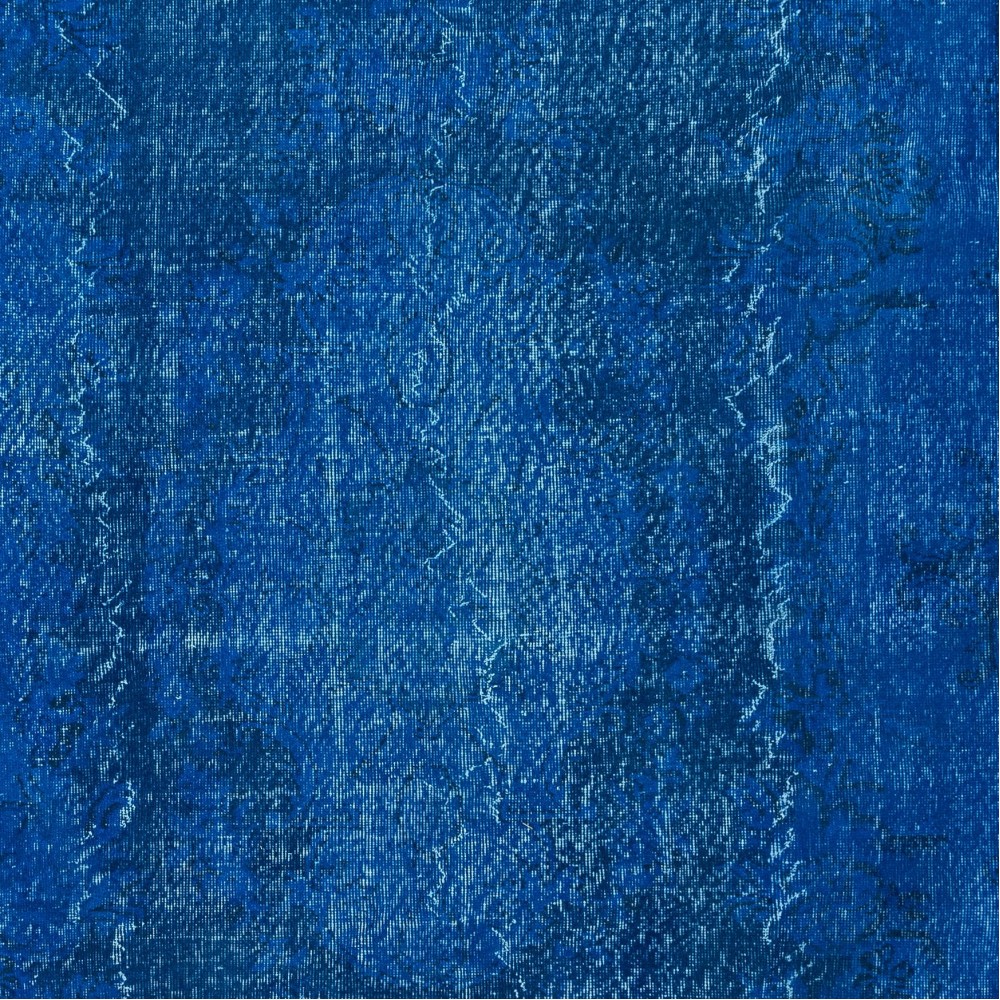 Decorative Handmade Rug in Sapphire Blue, Modern Egyptian Blue Redyed Carpet, Turkish Floor Covering
