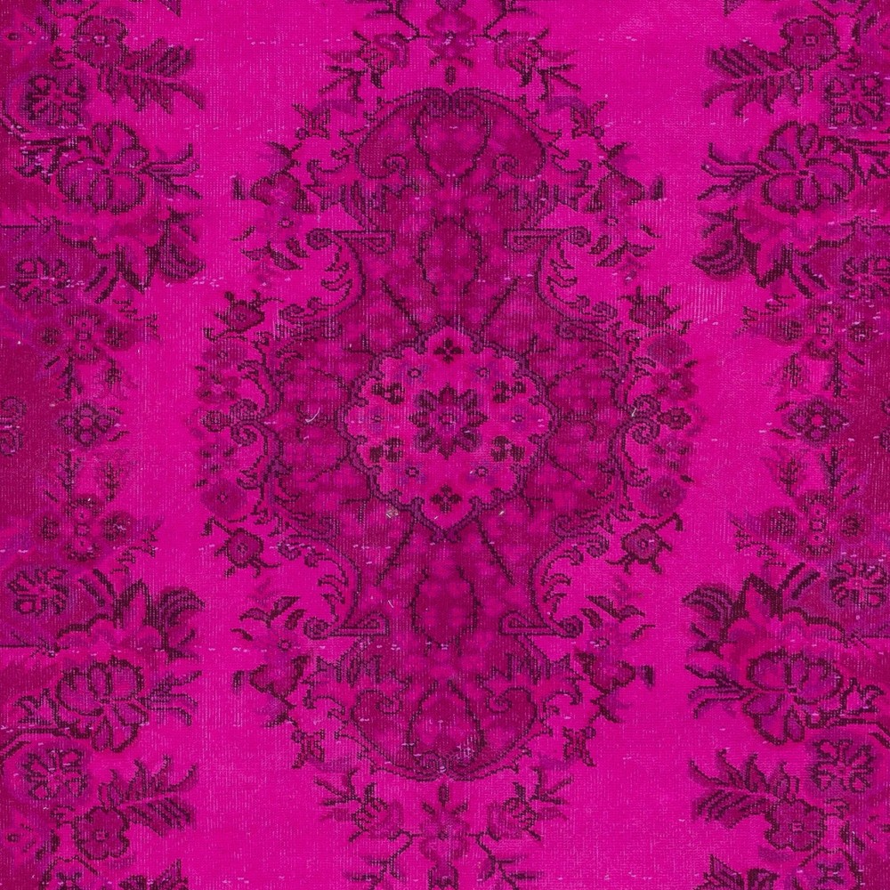 Fantastic Handmade Turkish Rug with Medallion Design & Hot Pink Field, Art for the Floor