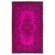 Fantastic Handmade Turkish Rug with Medallion Design & Hot Pink Field, Art for the Floor