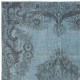 Contemporary Handmade Area Rug in Light Blue, Sky Blue Anatolian Low Pile Wool Carpet for Home & Office