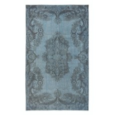Contemporary Handmade Area Rug in Light Blue, Sky Blue Anatolian Low Pile Wool Carpet for Home & Office