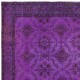 Purple Contemporary Area Rug with Floral Design, Hand-Knotted in Turkey