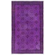 Purple Contemporary Area Rug with Floral Design, Hand-Knotted in Turkey