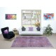 Modern Handmade Upcycled Turkish Rug in Lilac Purple for Living Room Decor