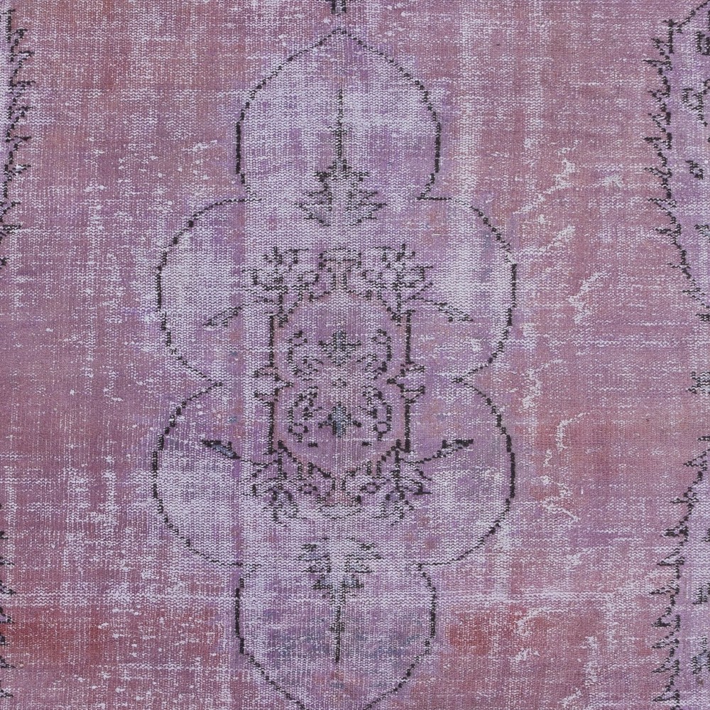 Modern Handmade Upcycled Turkish Rug in Lilac Purple for Living Room Decor