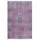 Ethnic Handmade Turkish Rug in Lilac Purple for Living Room Decor, Re-Dyed Modern Carpet