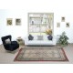 Vintage European Design Handmade Rug in Beige, Red and Green Colors