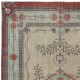 European Design Handmade Anatolian Rug, Vintage Deco Carpet, Beige, Red & Green Colors