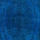 Egyptian Blue Modern area rug with Medallion Design, Handwoven and Handknotted in Turkey