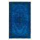Egyptian Blue Modern area rug with Medallion Design, Handwoven and Handknotted in Turkey