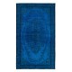 Egyptian Blue Modern area rug with Medallion Design, Handwoven and Handknotted in Isparta, Turkey