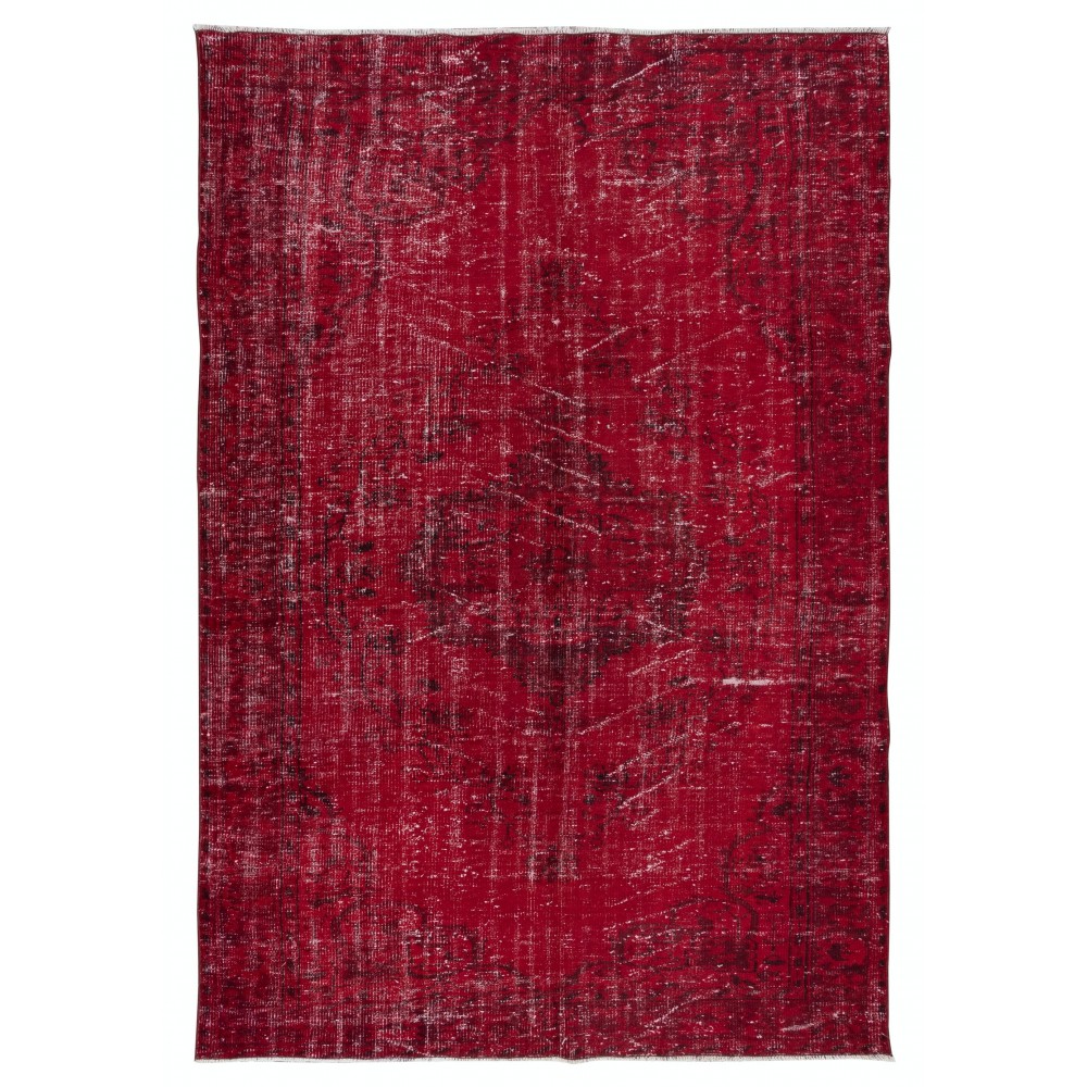 Authentic Turkish Handmade Area Rug in Dark Red, Great 4 Modern Interiors