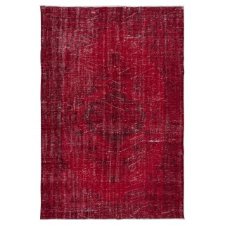 Authentic Turkish Handmade Area Rug in Dark Red, Great 4 Modern Interiors