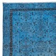 Blue Handmade Area Rug, Turkish Carpet for Dining Room & Entryway, Floor Covering for Living Room Decor